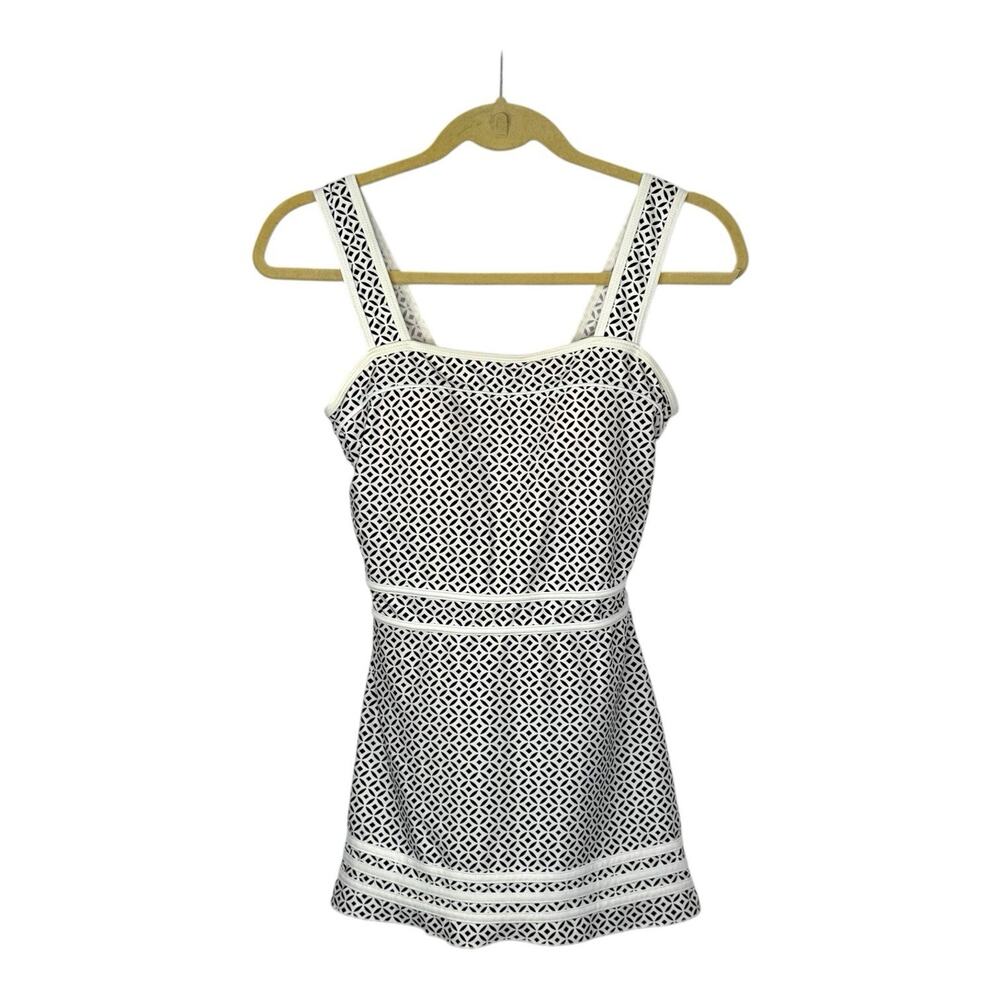 Shore Shapes White Black Print Swimwear Swimdress One Piece‎ Size 8 Modest EUC